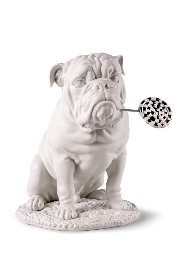 Bulldog with lollipop Sculpture. Re-Deco in Lladró