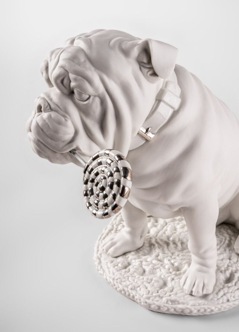 Bulldog with lollipop Sculpture. Re-Deco in Lladró