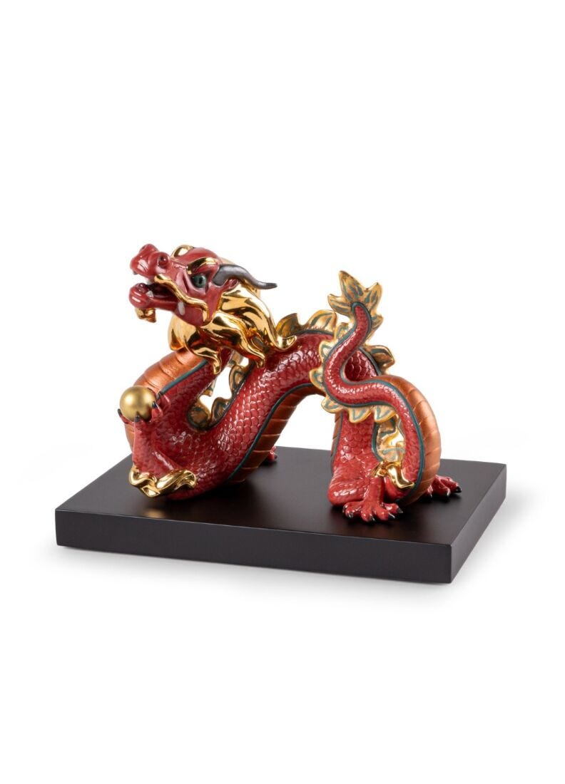 Dragon Sculpture. Red. Limited Edition in Lladró