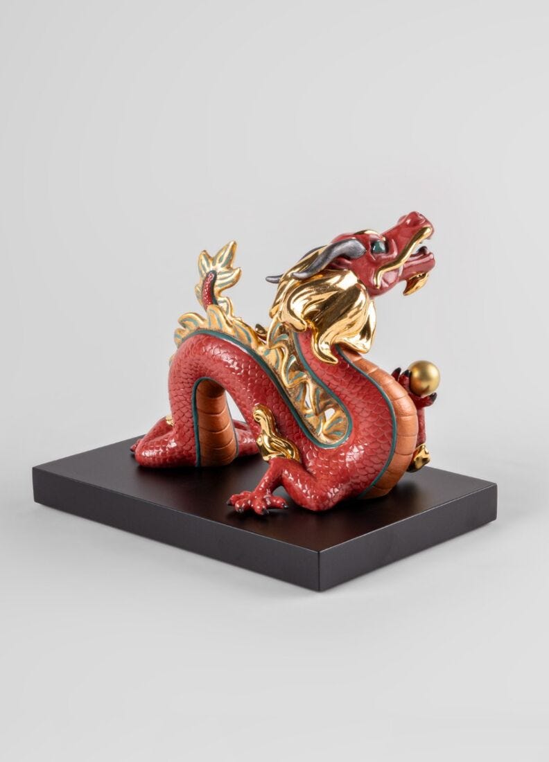 Dragon Sculpture. Red. Limited Edition in Lladró