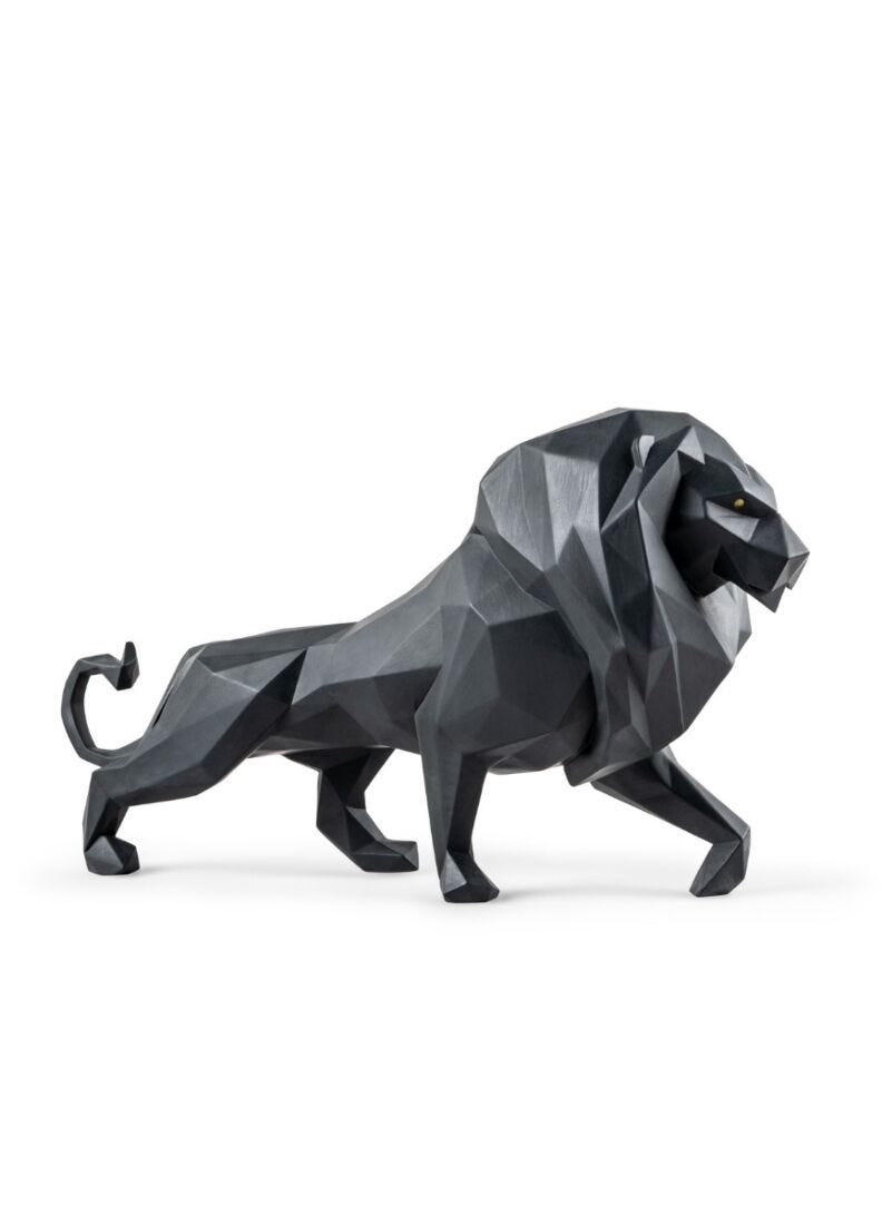 Lion Sculpture. Matte black in Lladró