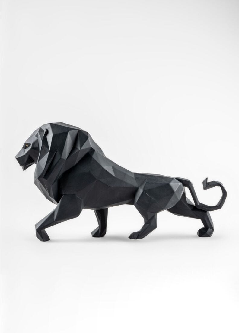 Lion Sculpture. Matte black in Lladró