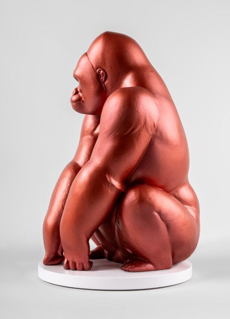 Scultura Gorilla. Rosso metallizzato. Serie Limitata in Lladró