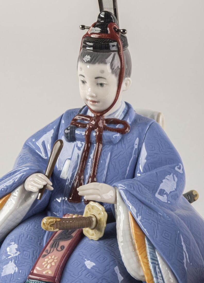 Hina Dolls Sculpture. Blue-salmon. Limited Edition, 3 of 9