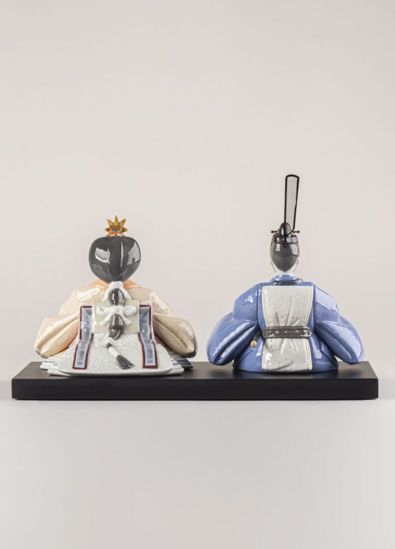 Hina Dolls Sculpture. Blue-salmon. Limited Edition, 6 of 9
