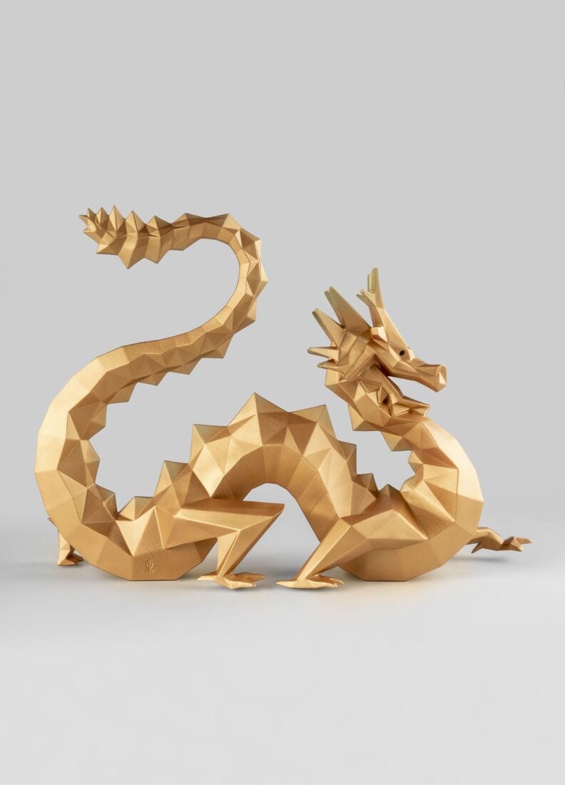 Dragon Sculpture. Golden. Limited Edition, 3 of 7