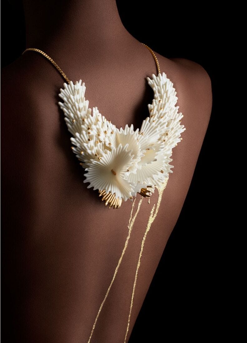 Actinia Necklace. White and Golden luster in Lladró