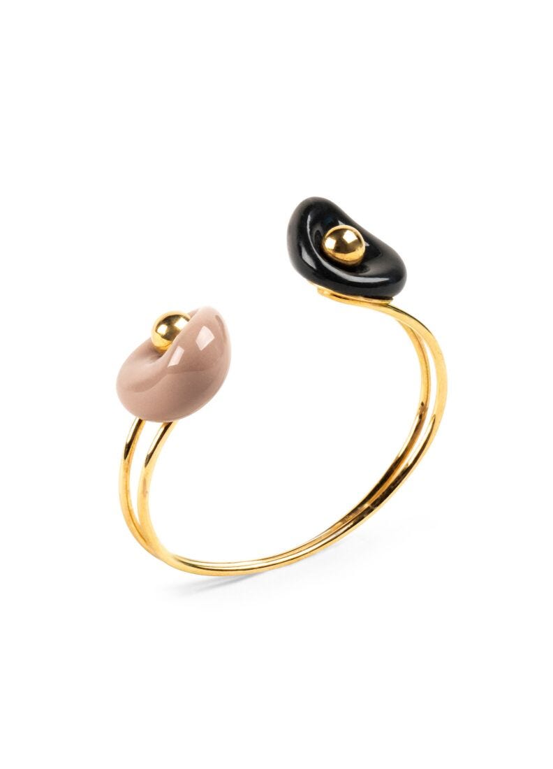 Golden Pebbles Cuff. Black, Beige and Golden luster in Lladró