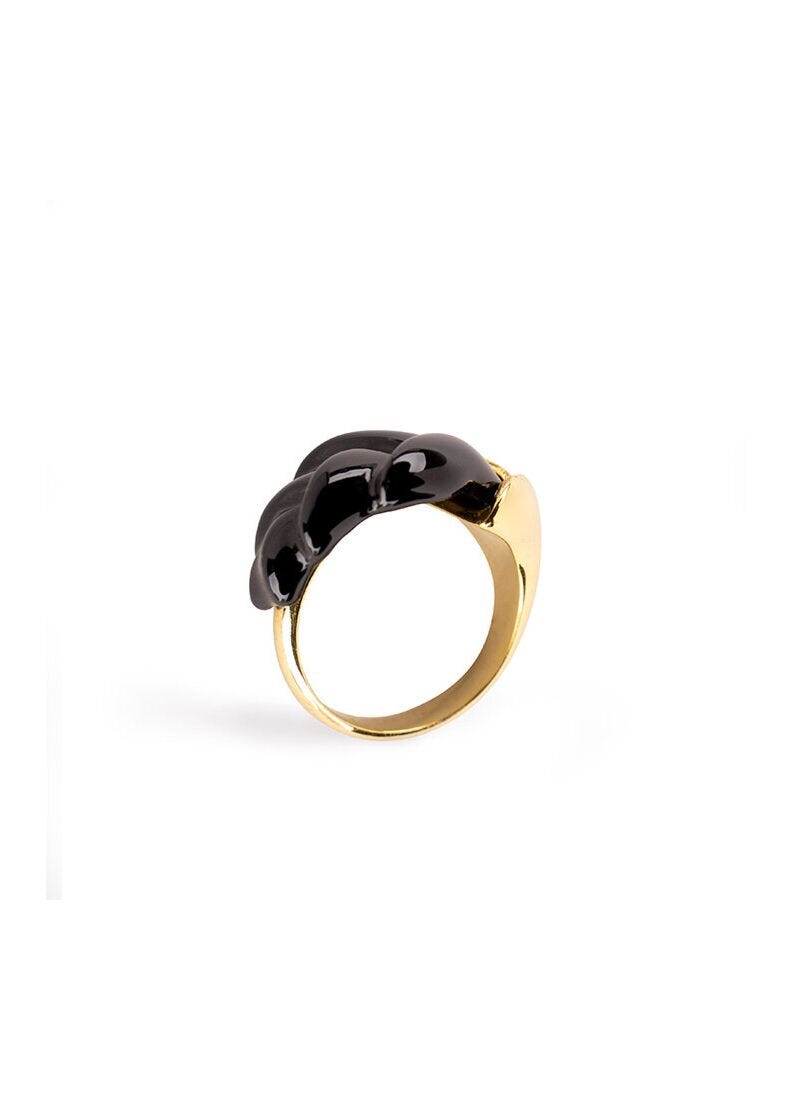 Heliconia Metal Ring. Black in Lladró