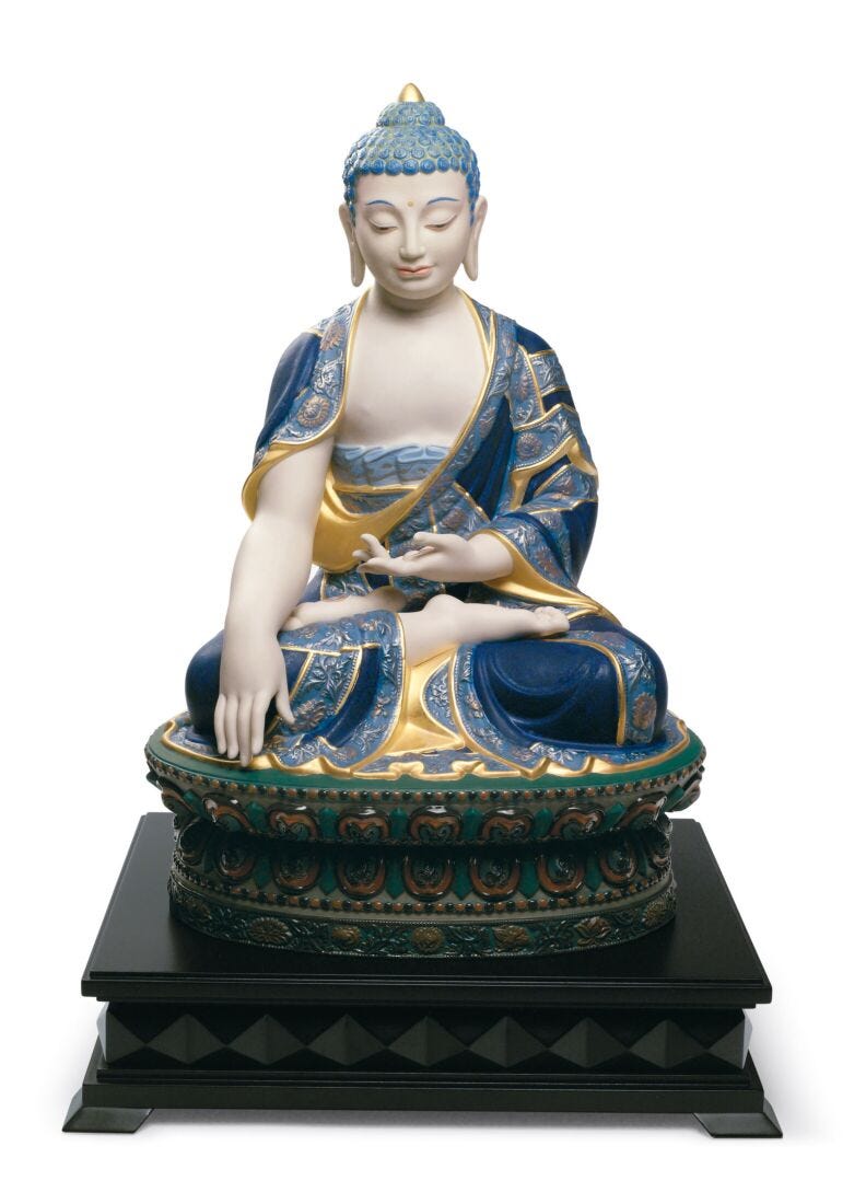 Shakyamuni Buddha Sculpture. Golden Lustre. Limited Edition in Lladró
