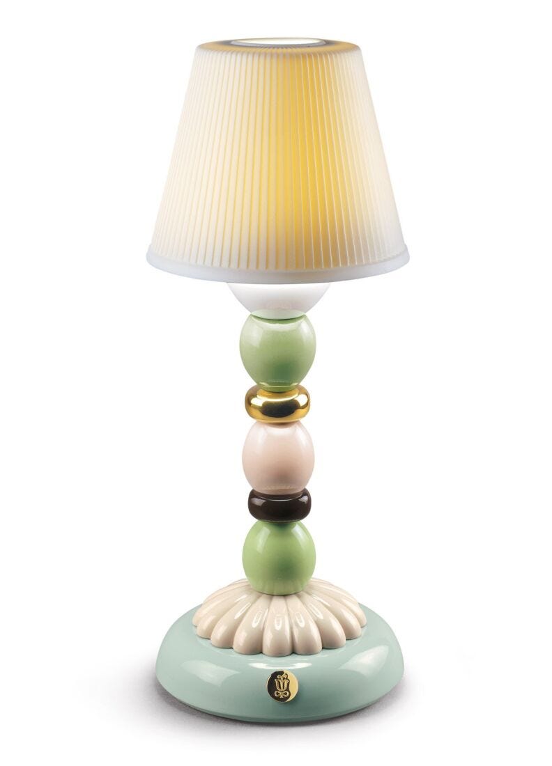 Lámpara de mesa Firefly Palm otoño dorado. Verde y azul en Lladró