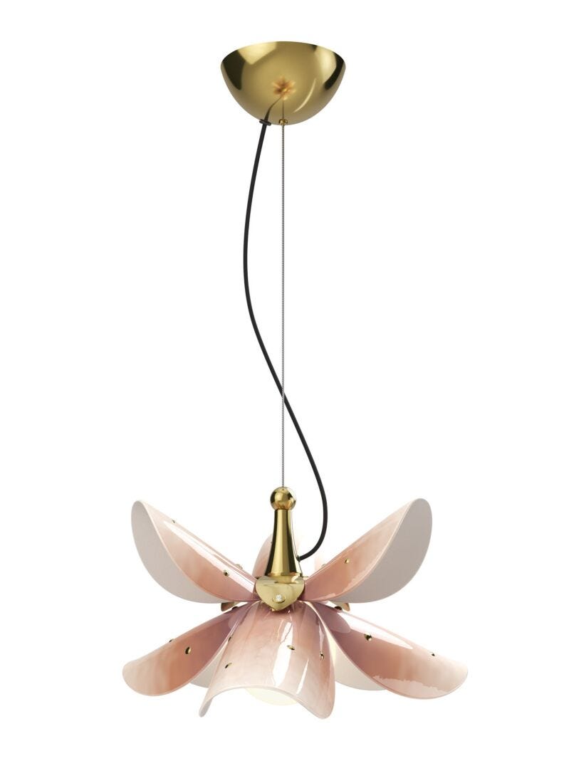 Blossom Hanging Lamp. Pink and Golden Luster. (US) in Lladró