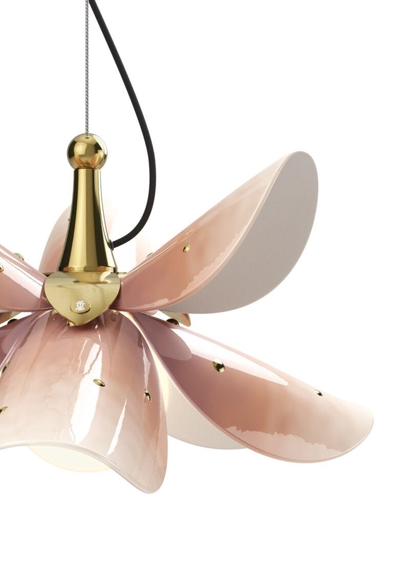 Blossom Hanging Lamp. Pink and Golden Luster. (US) in Lladró
