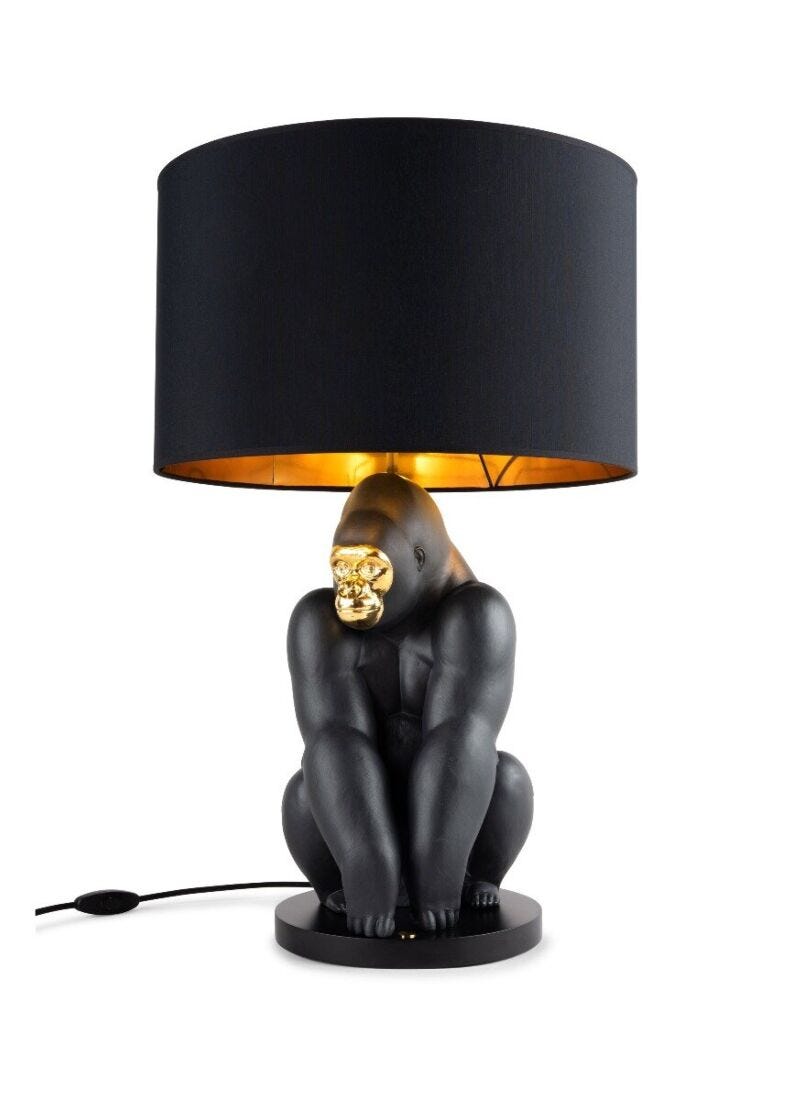 Gorilla lamp. Black-gold (JP) in Lladró