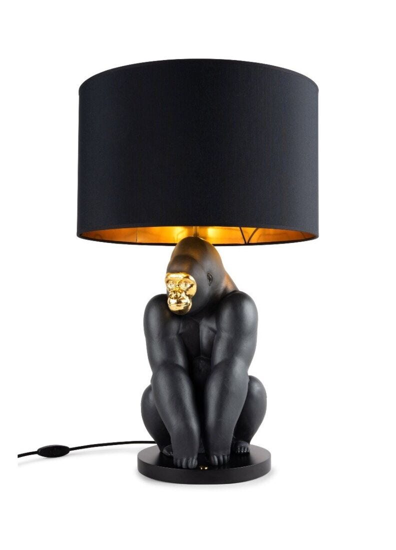 Gorilla lamp. Black-gold (US) in Lladró