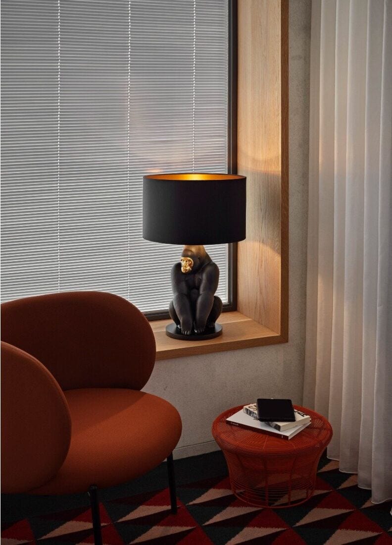 Gorilla lamp. Black-gold (US) in Lladró