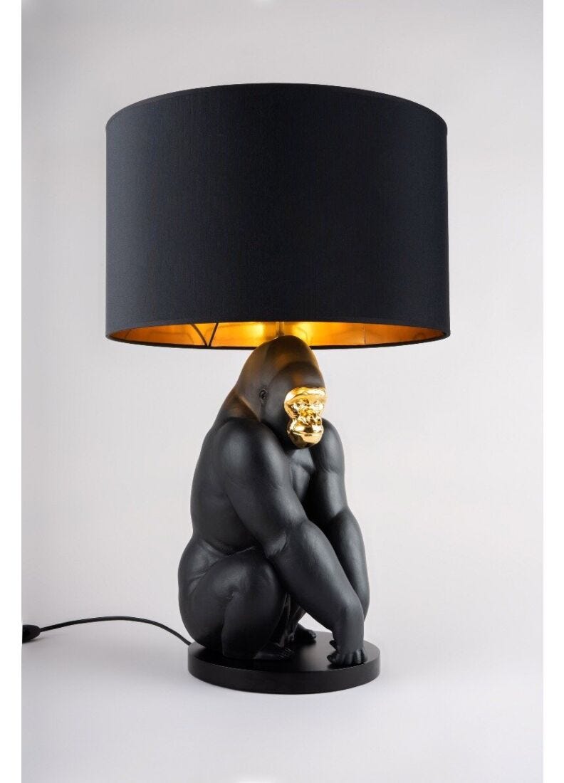 Gorilla lamp. Black-gold (US) in Lladró