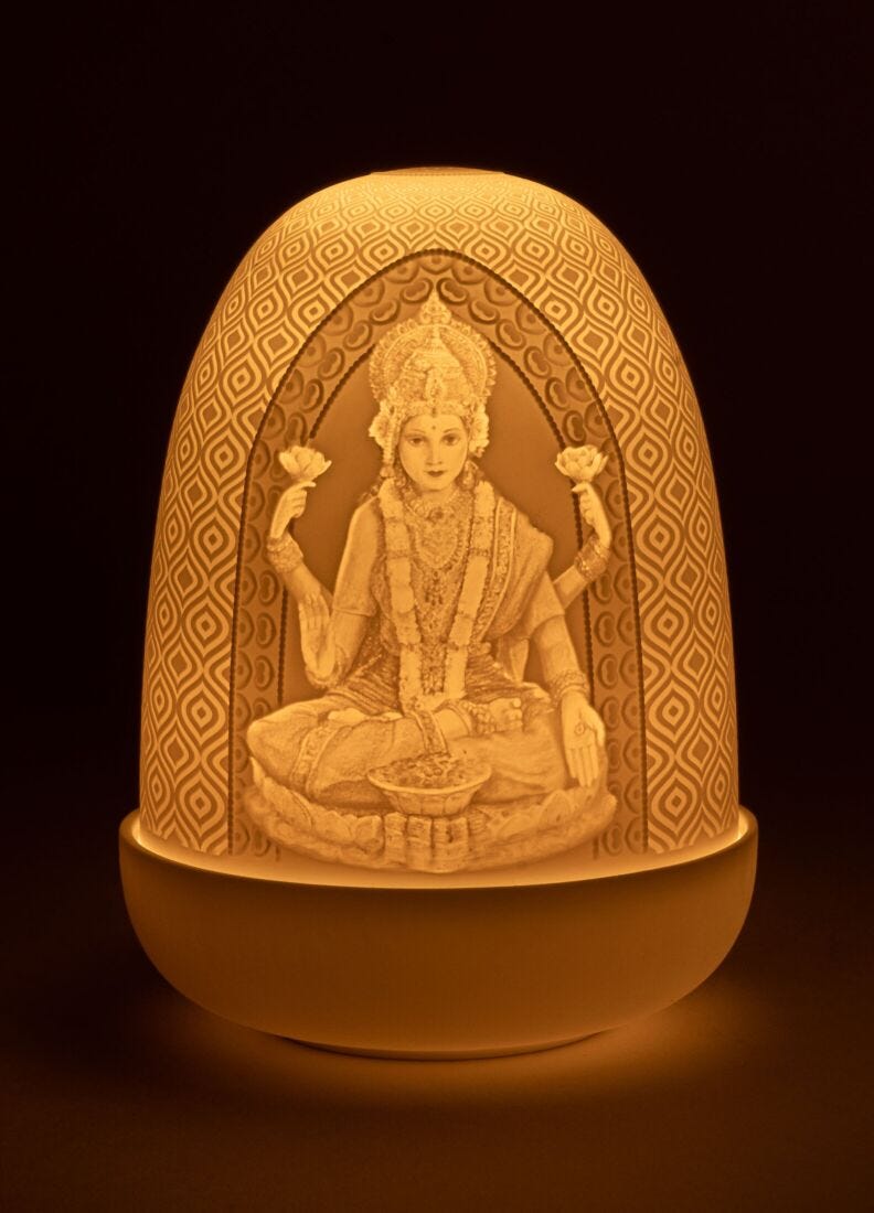 Lampada da tavolo Lord Ganesha & Goddess Lakshmi Dome in Lladró