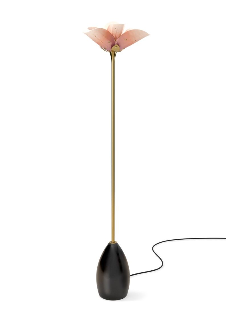 Blossom floor lamp - wood base. Pink-gold (CE) in Lladró