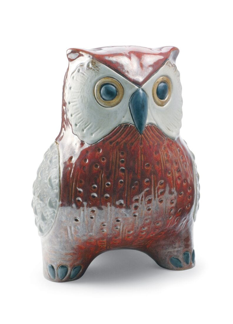 Owl Figurine. Large model. Red in Lladró