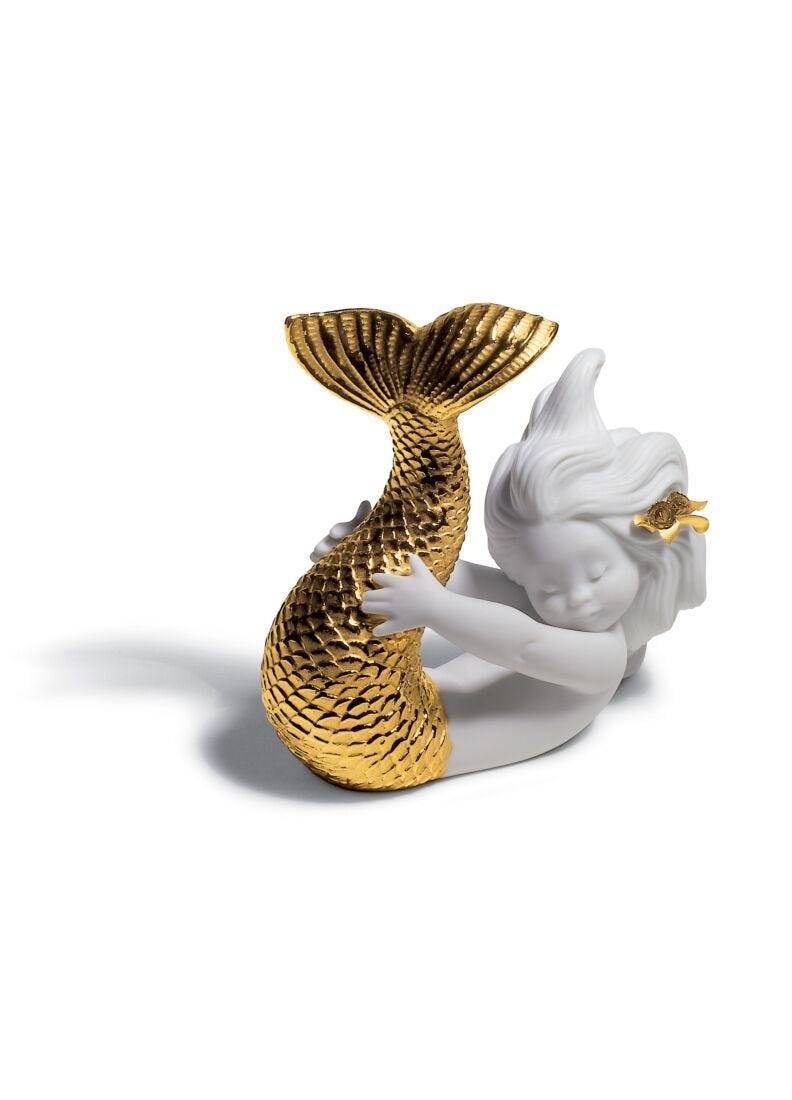 Playing at Sea Mermaid Figurine. Golden Lustre in Lladró