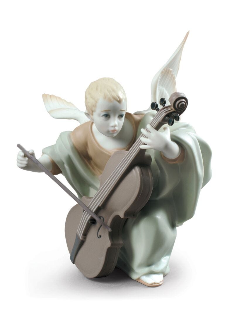 Heavenly Cellist Angel Figurine in Lladró