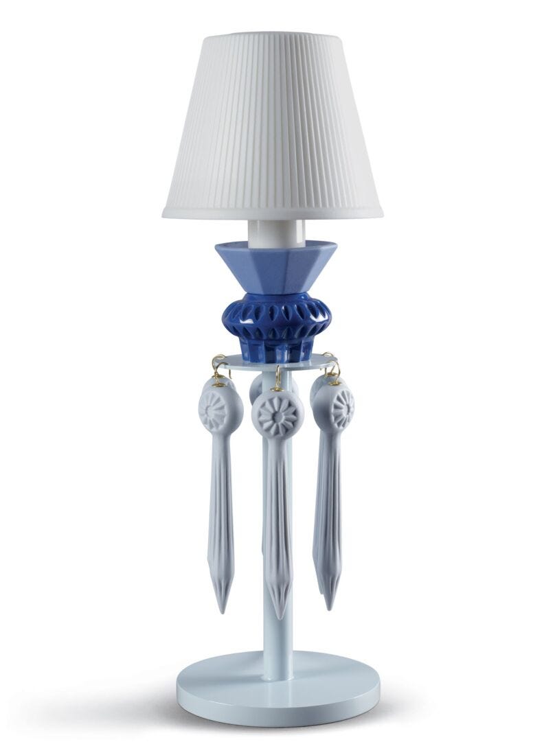 Lámpara de mesa con litofanía y lágrimas Belle de Nuit. Azul (CE) en Lladró