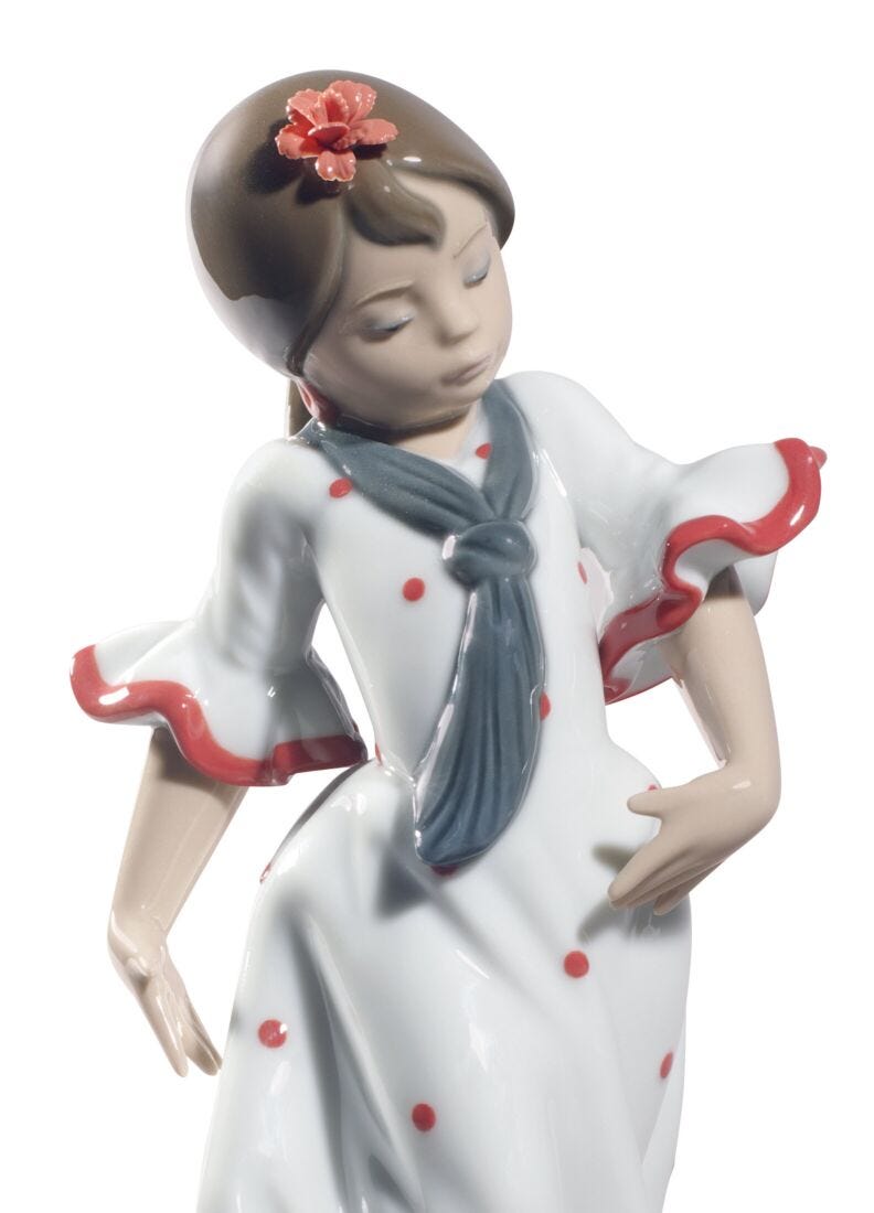 Juanita Flamenco Dancer Girl Figurine. Red in Lladró