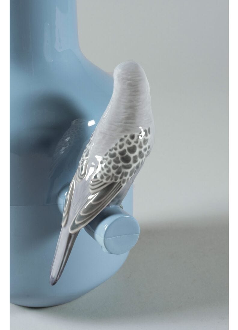 Parrot Parade Vase. Blue in Lladró