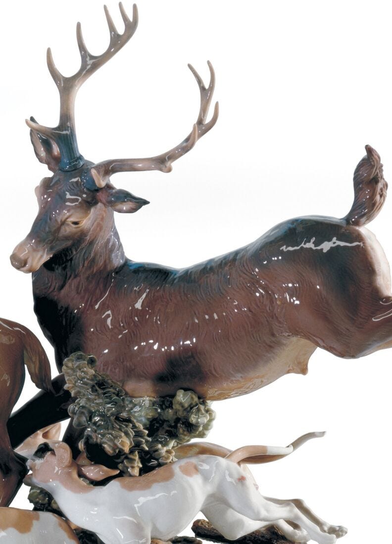 Pursued Deer Sculpture. Limited Edition in Lladró