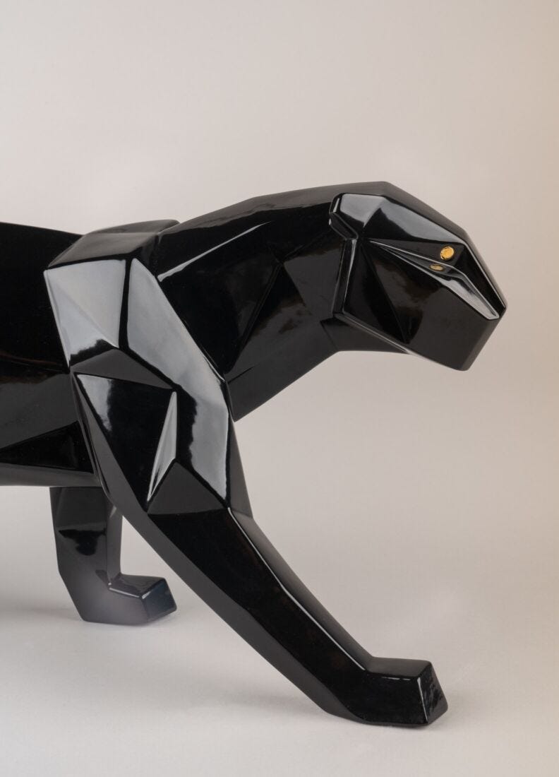 Panther Sculpture. Glazed Black, 5 of 7