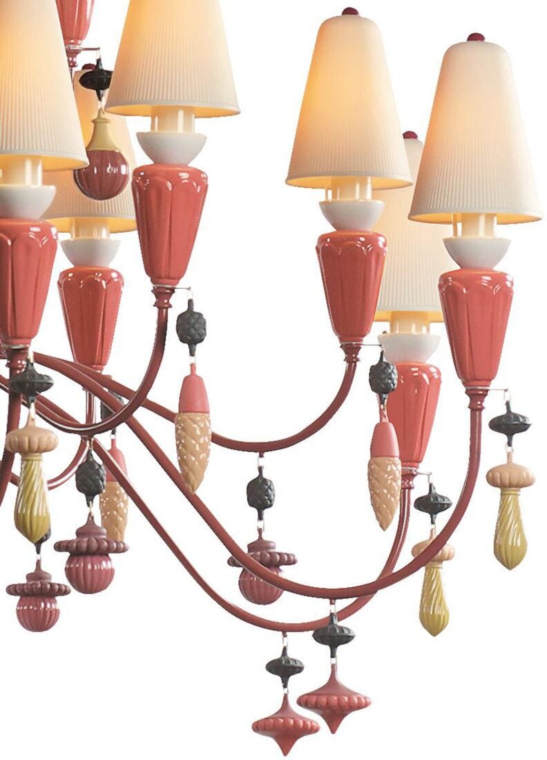 Ivy and Seed 32 Lights Chandelier. Large Model. Red Coral (JP) in Lladró