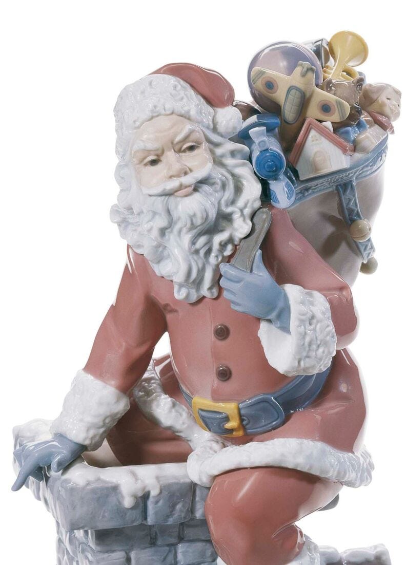 Figurina Babbo Natale Giù per il camino Edizione limitata in Lladró