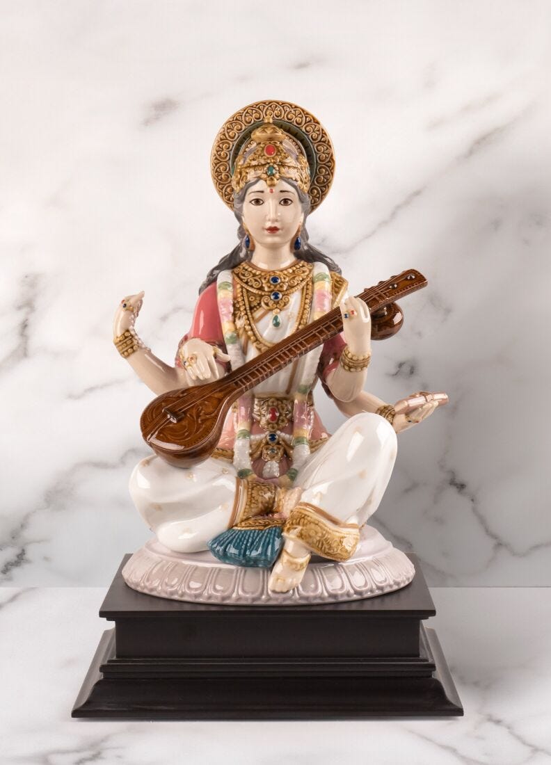 Goddess Saraswati Figurine in Lladró