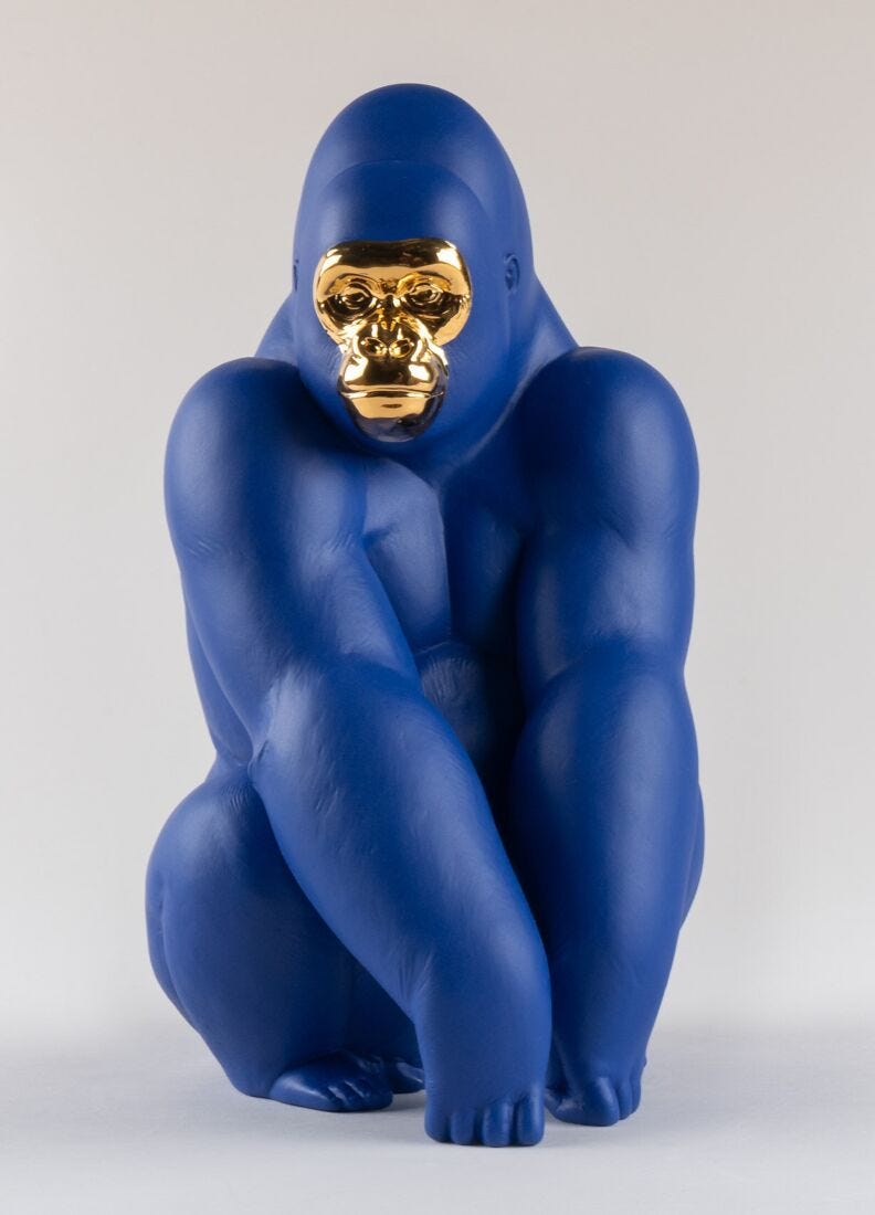 Figura Gorila. Azul-dorado. Serie Limitada en Lladró