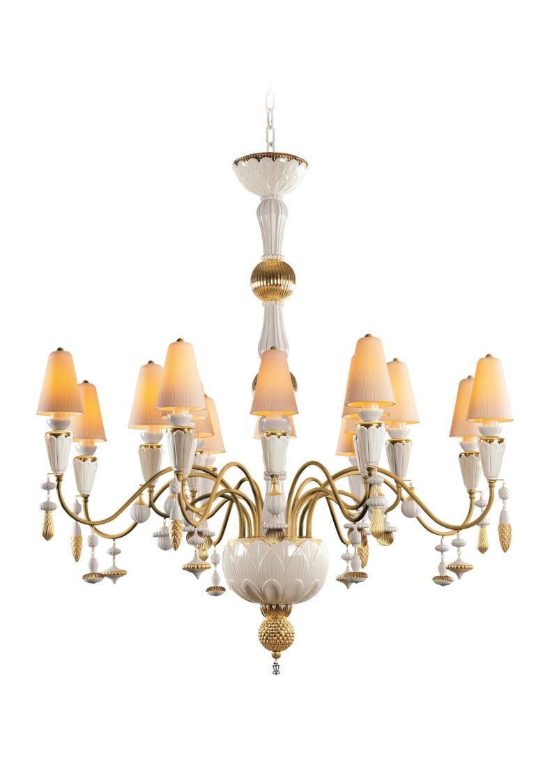 Ivy and Seed 16 Lights Chandelier. Medium Flat Model. Golden Luster CE UK CCC