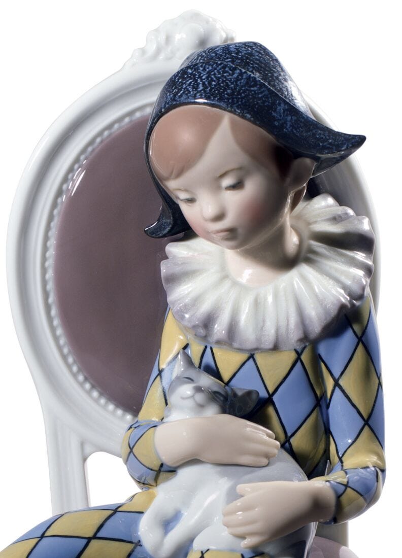 Little Harlequin Boy Figurine. Blue and Yellow in Lladró