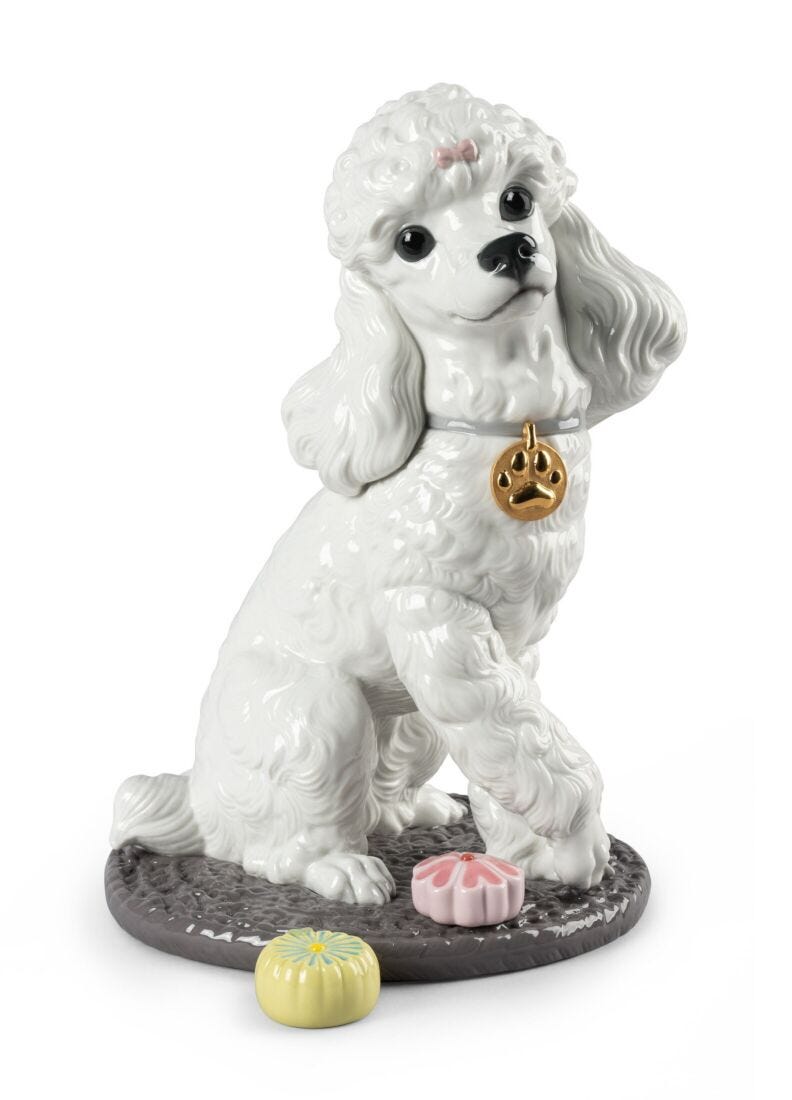 Poodle with Mochis Dog Figurine in Lladró