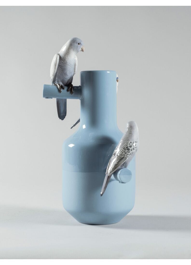 Parrot Parade Vase. Blue in Lladró