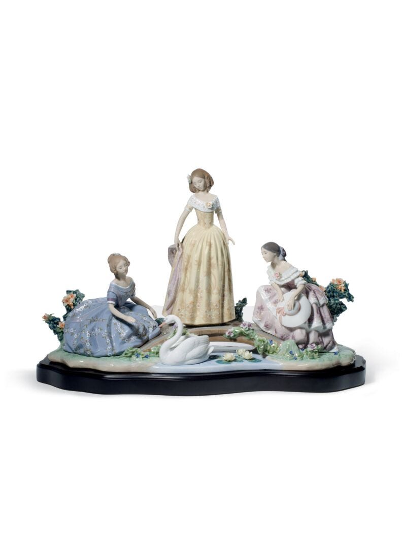 Daydreaming By The Pond Women Sculpture. Limited Edition in Lladró