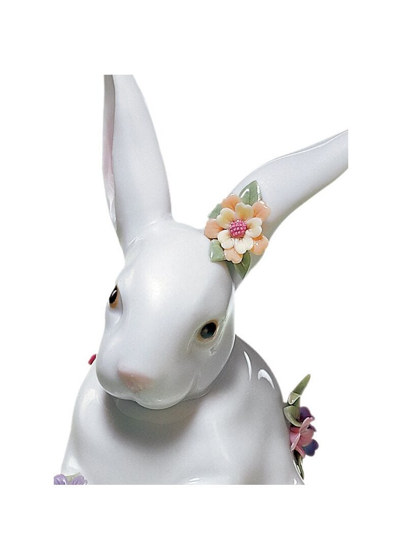Sitting Bunny with Flowers Figurine in Lladró