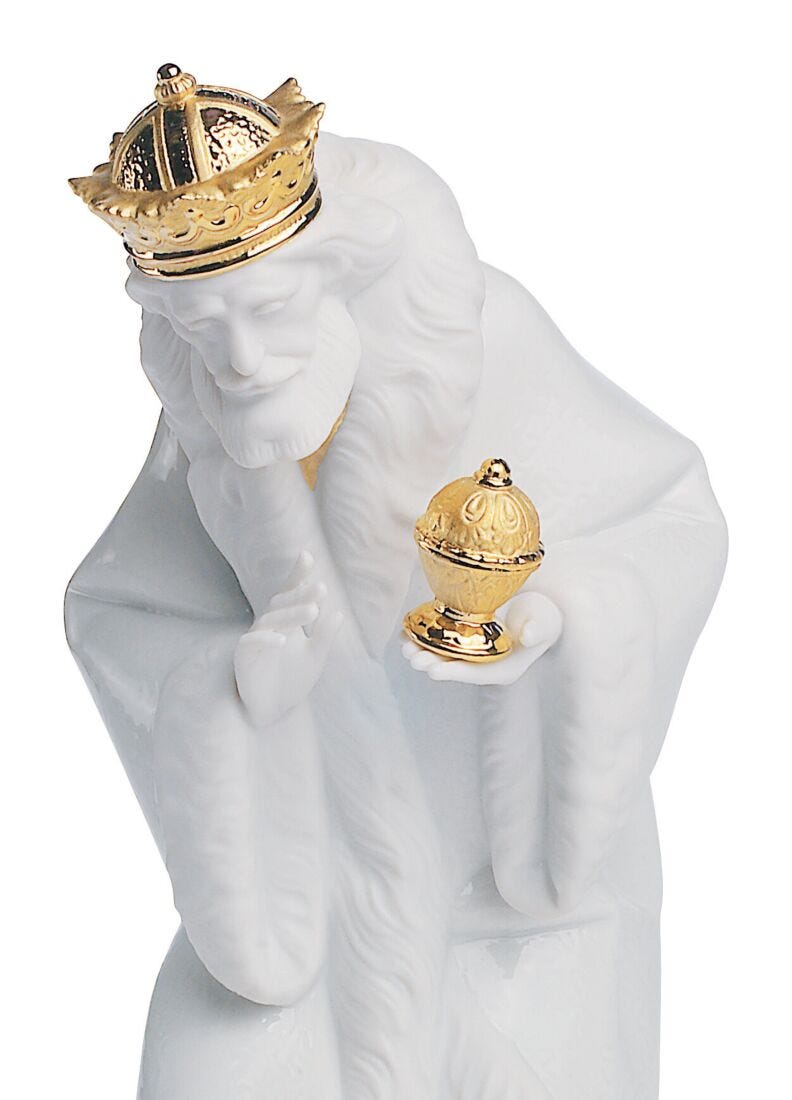 Figura Rey Melchor en Belén. Lustre oro en Lladró