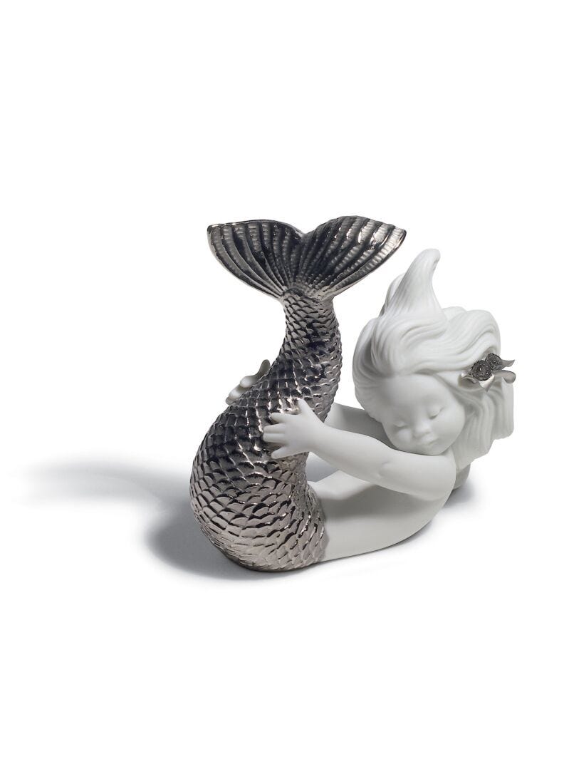 Figurina Sirena Giocando con il mare. Lustro argento in Lladró