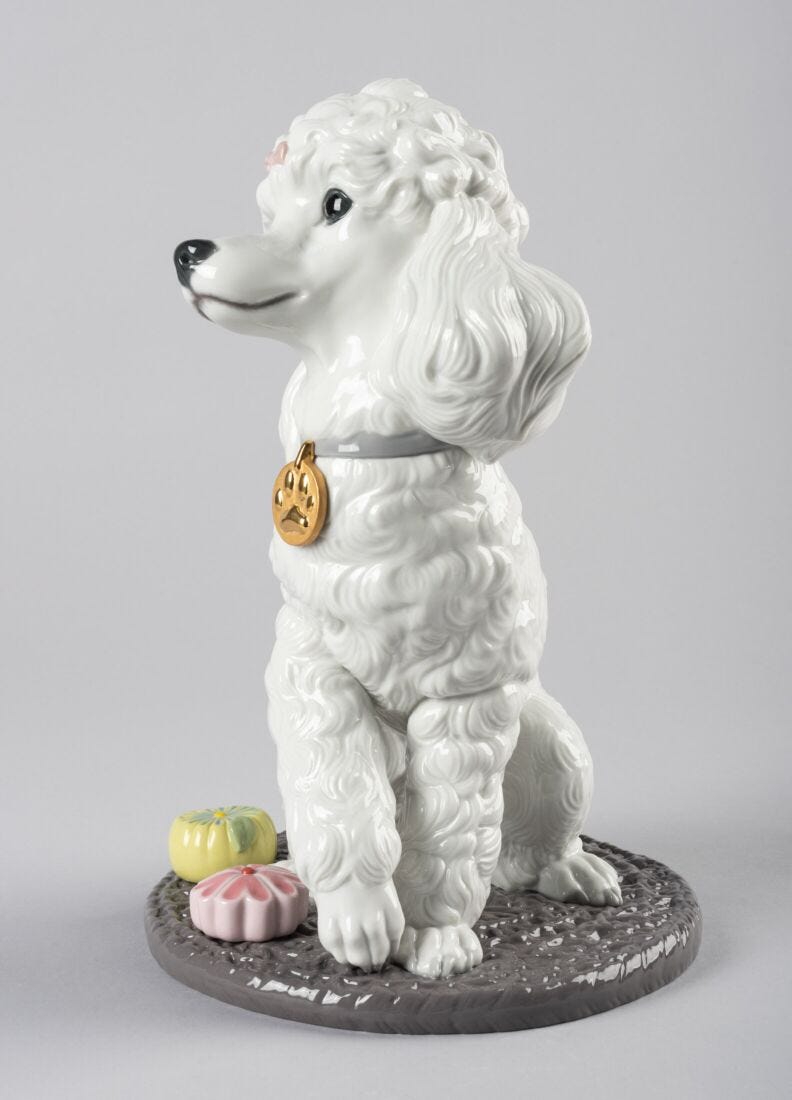 Poodle with Mochis Dog Figurine in Lladró