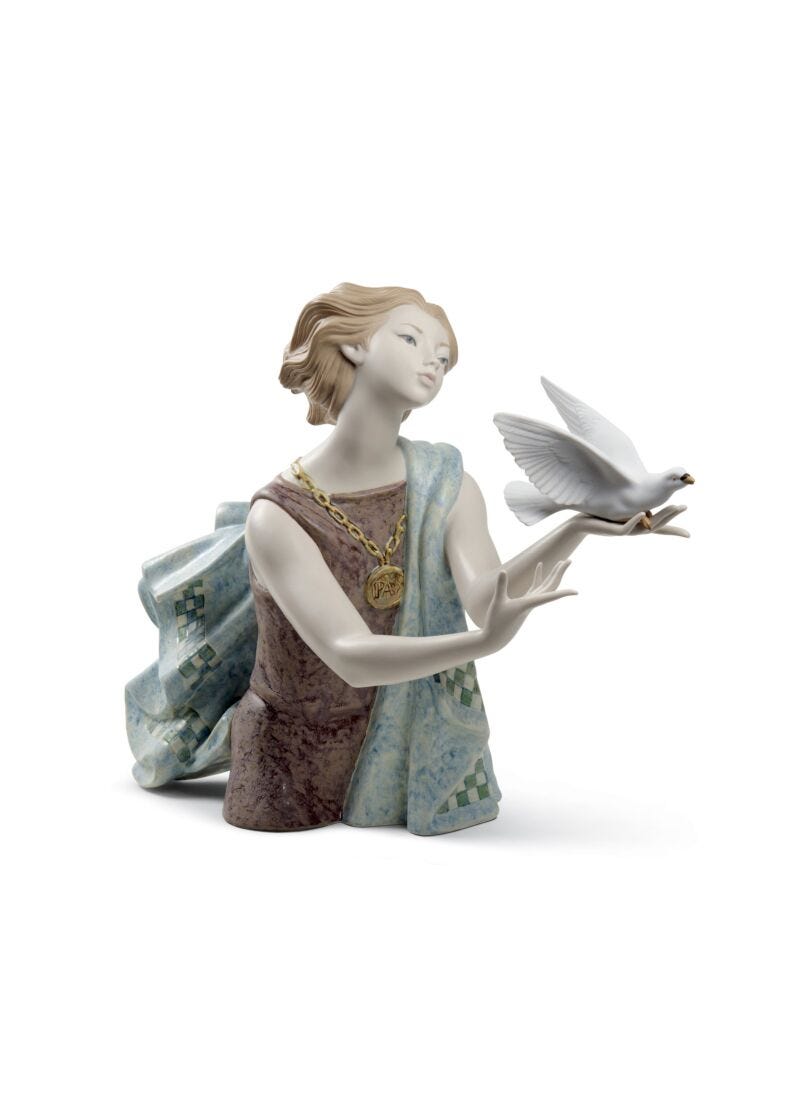 Allegory to The Peace 60th Anniversary Woman Figurine. Limited Edition in Lladró