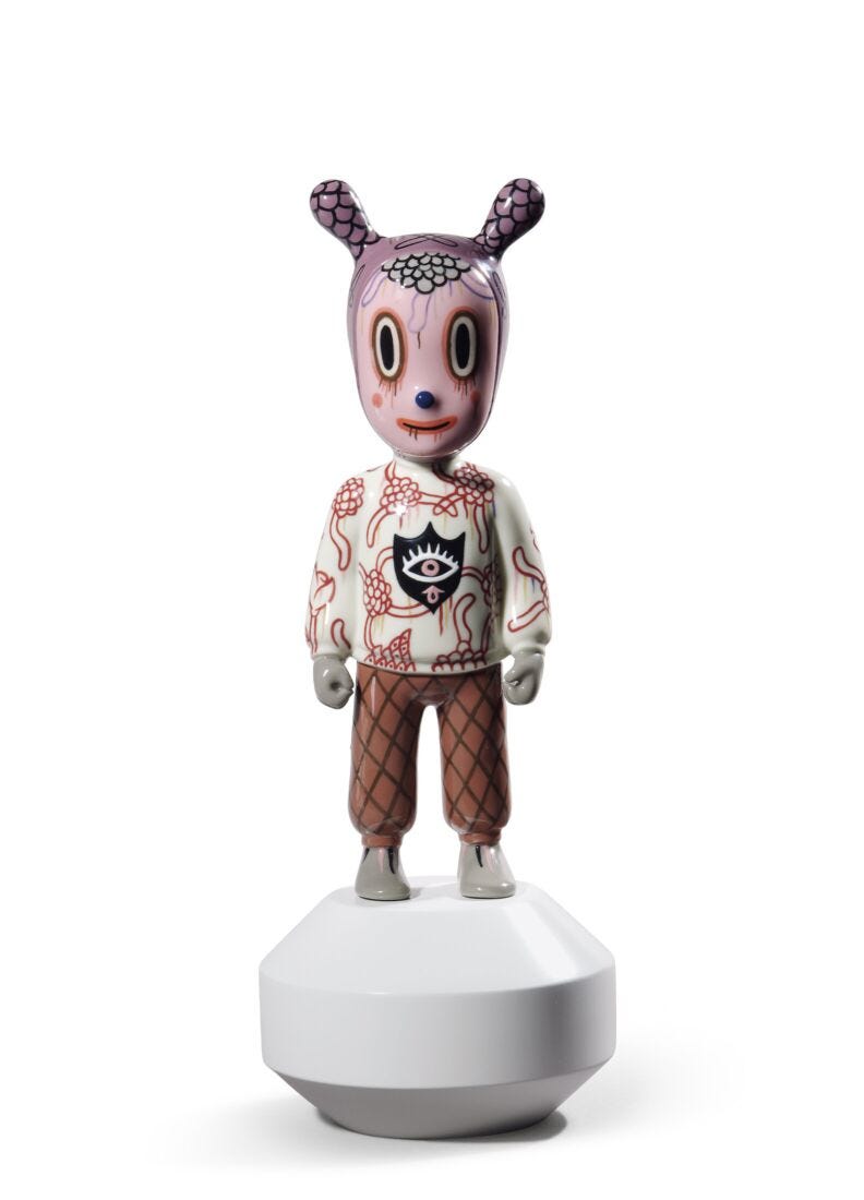 Figurina The Guest by Gary Baseman. Modello piccolo. Edizione numerata in Lladró