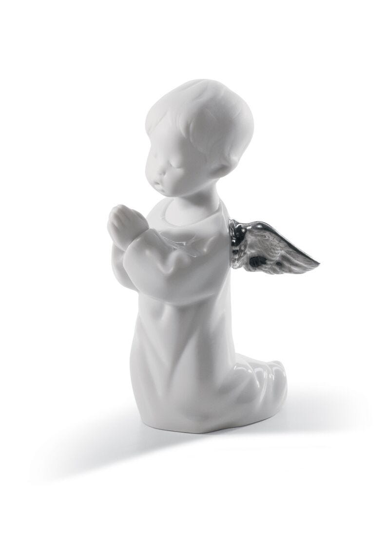 Angel Praying Angel Figurine. Silver Lustre in Lladró