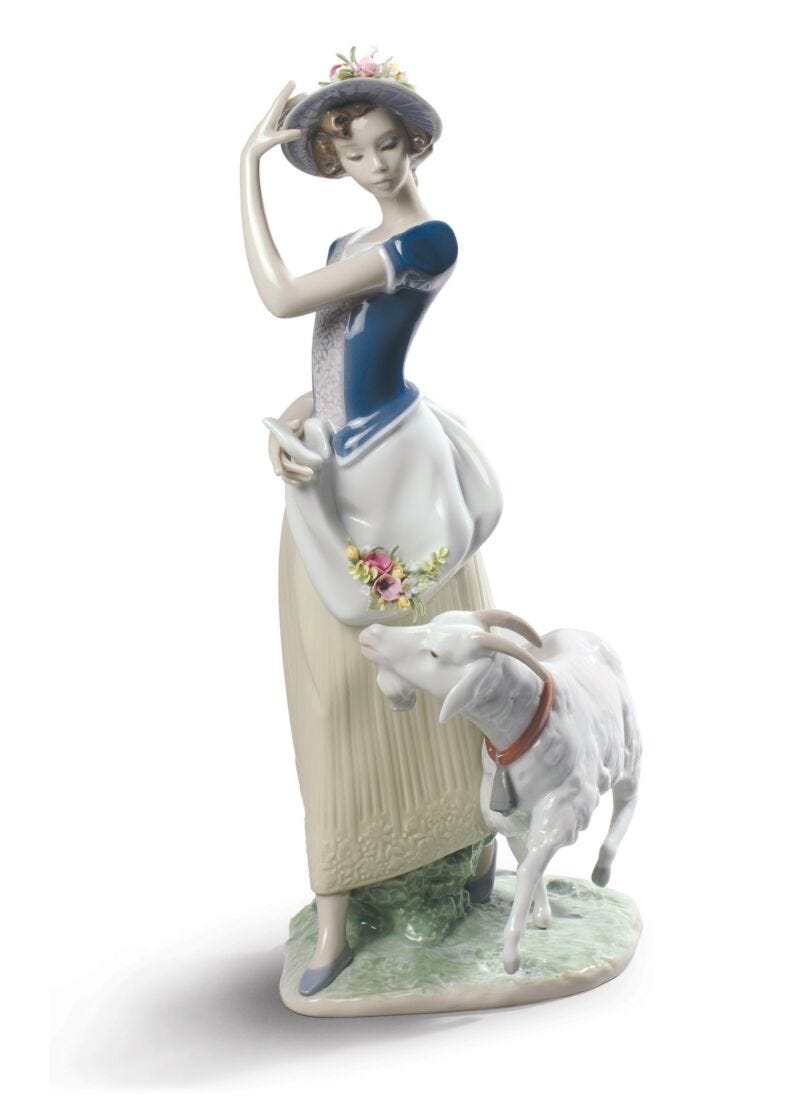 Young Shepherdess Woman Figurine in Lladró