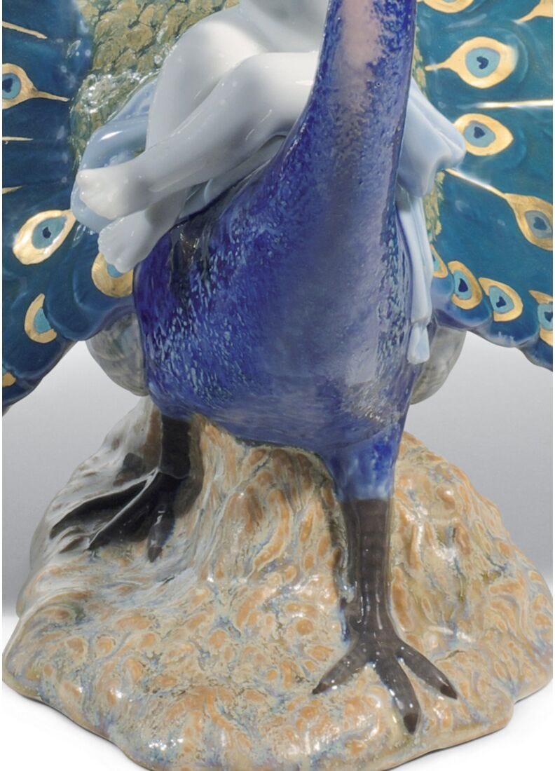 Cherub on a Peacock Figurine. Limited Edition in Lladró