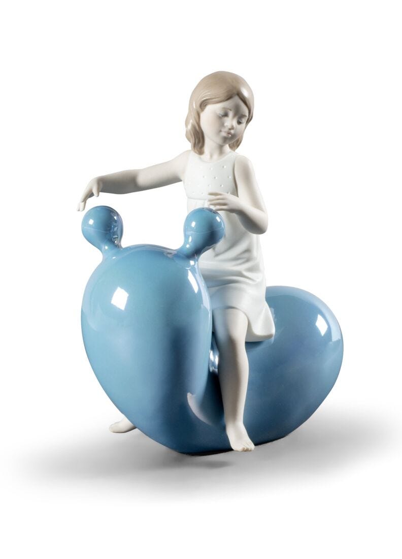 Figura niña Mi globo balancín. Azul en Lladró